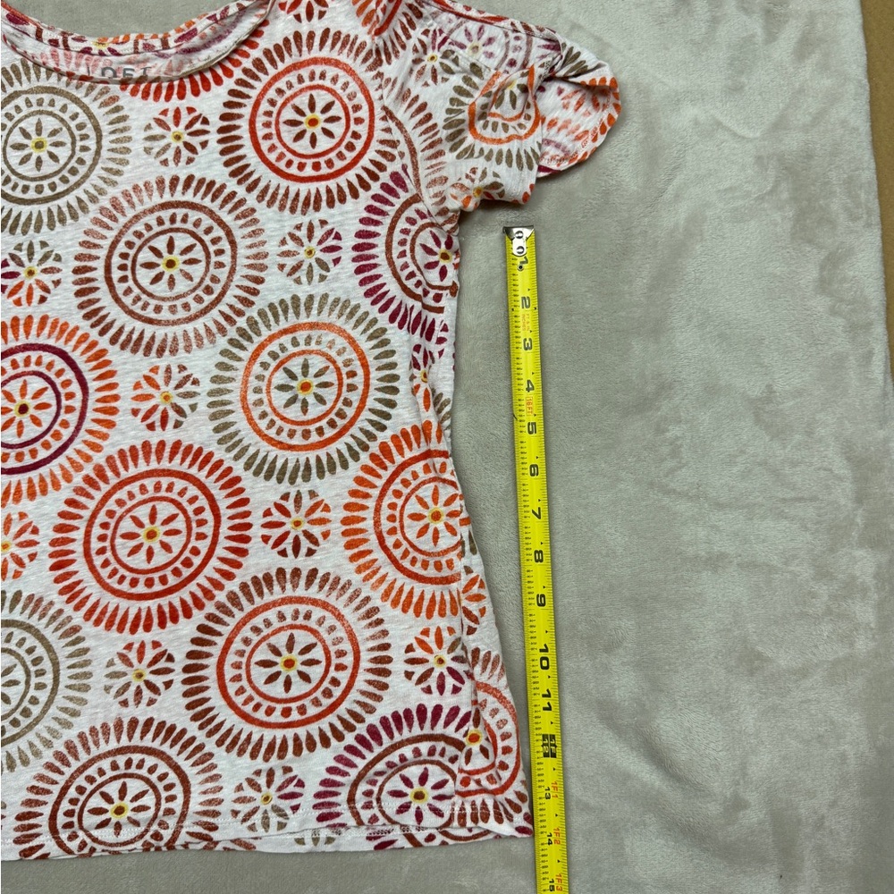 EUC LOFT Linen Size XS Multicolor Circular Pattern Top - Picture 8 of 12